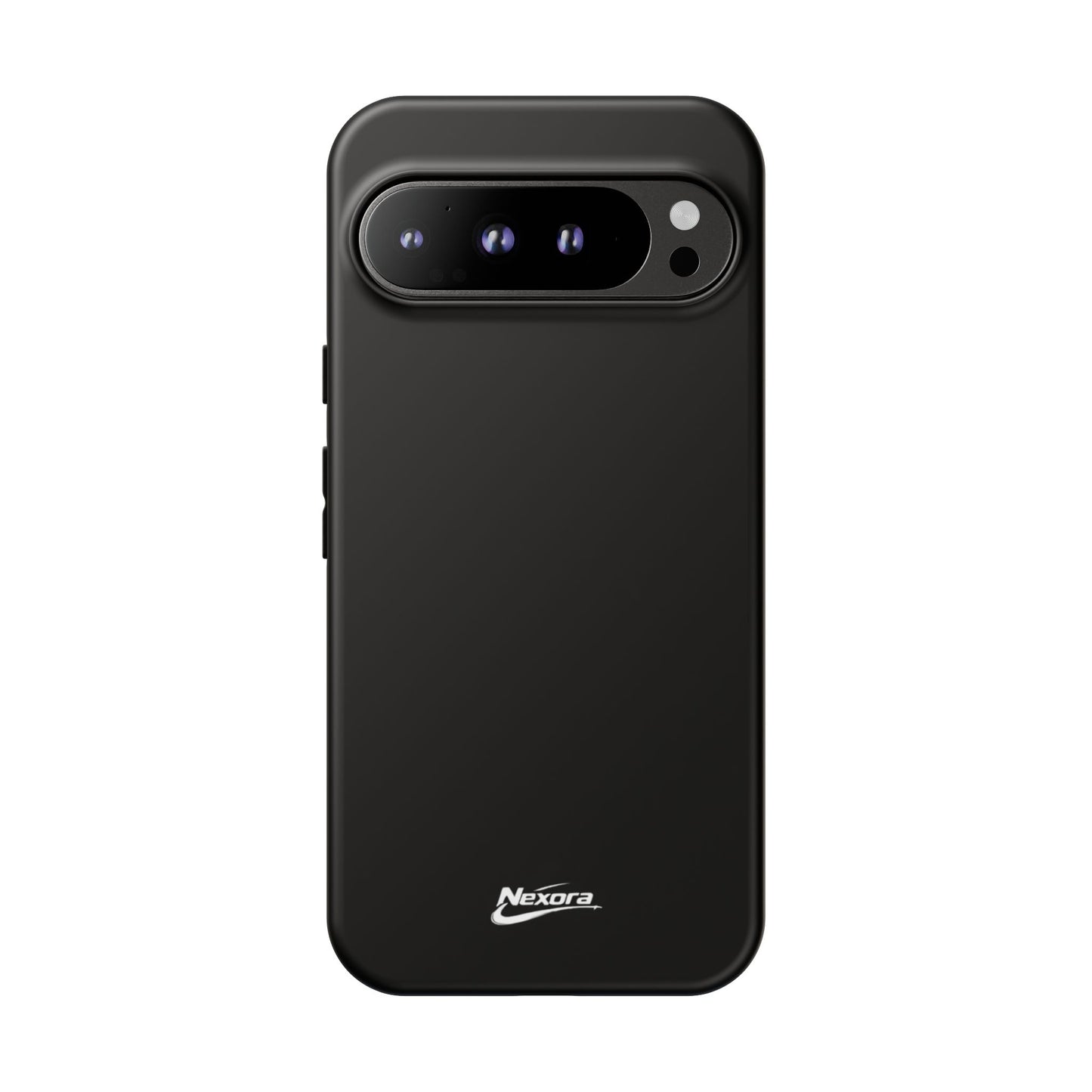 Nexora Black Tough Phone Case – Protective Slim Armor with Logo