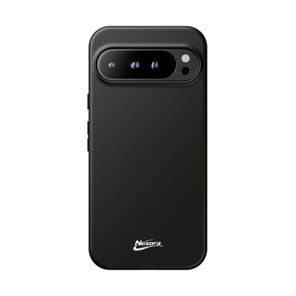 Nexora Black Tough Phone Case – Protective Slim Armor with Logo