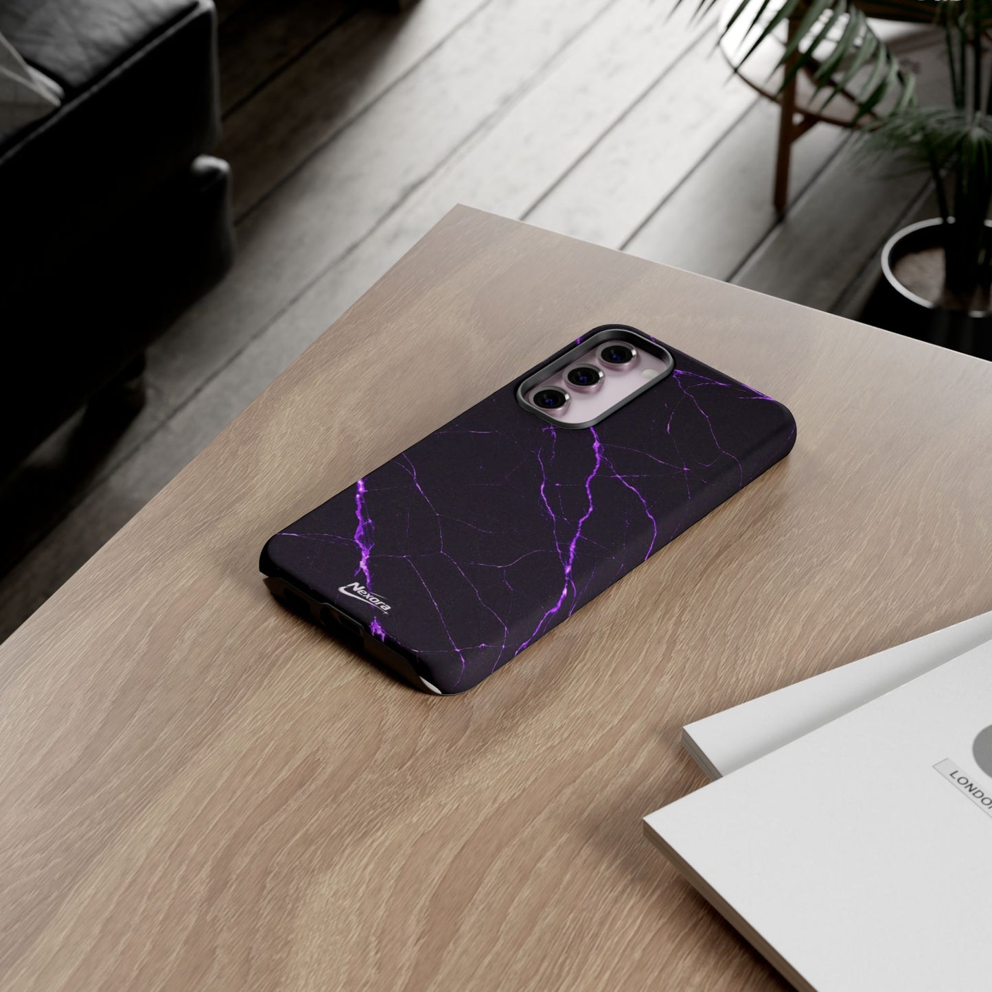 Nexora Purple Lightning Marble Phone Case