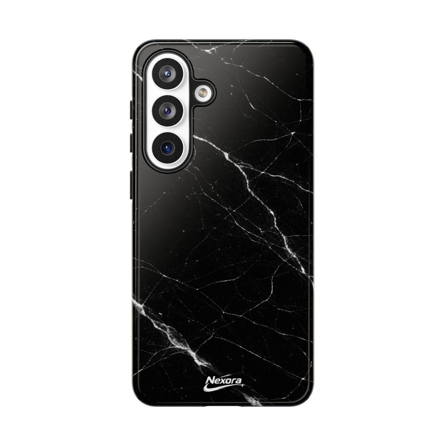 Nexora Black Marble Phone Case — Sleek Tough Protective Case with White Veining