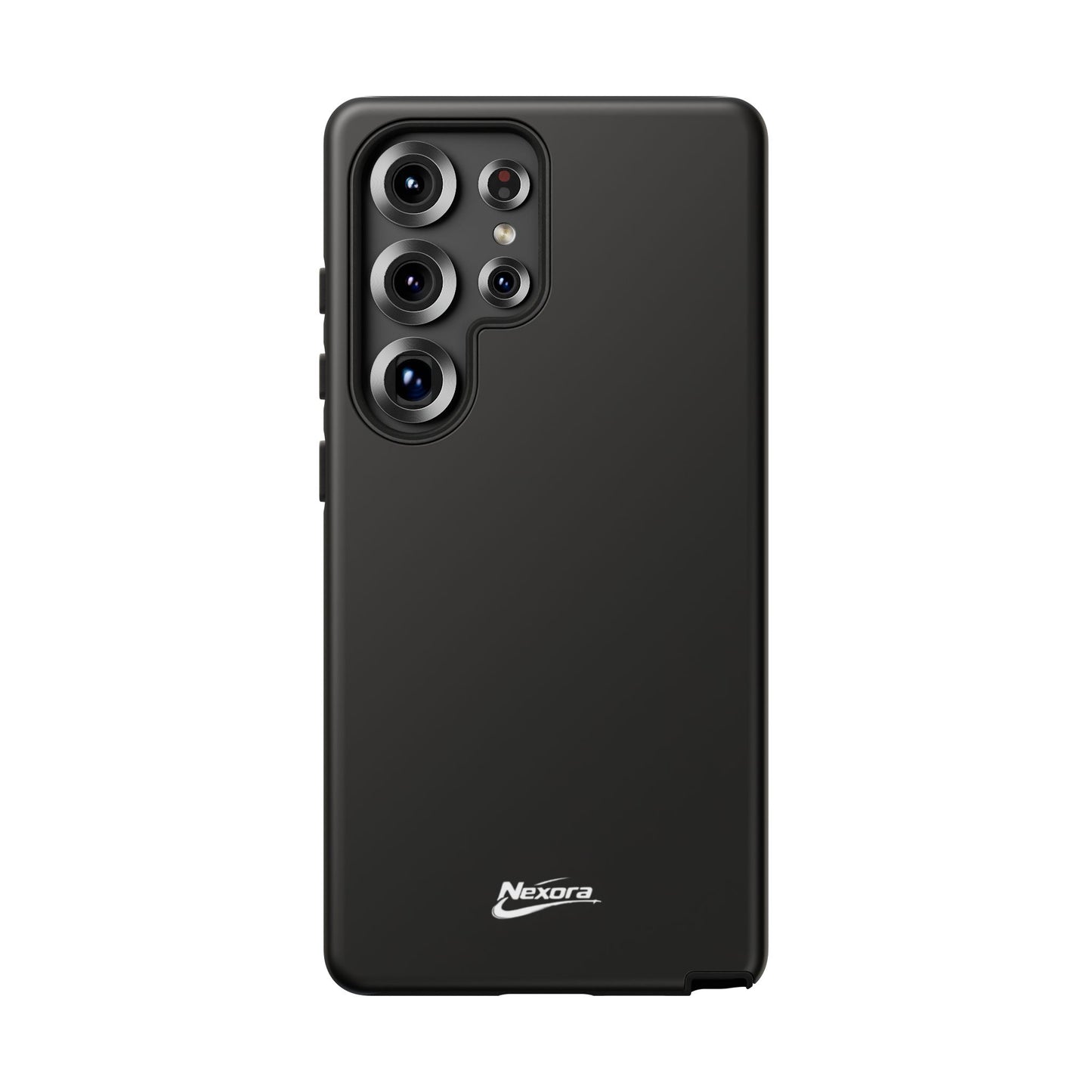 Nexora Black Tough Phone Case – Protective Slim Armor with Logo