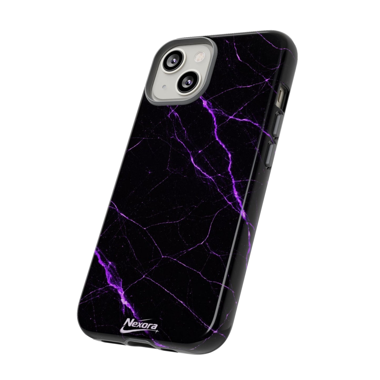 Nexora Purple Lightning Marble Phone Case — Tough Protective Phone Case