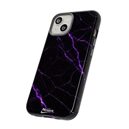 Nexora Purple Lightning Marble Phone Case — Tough Protective Phone Case