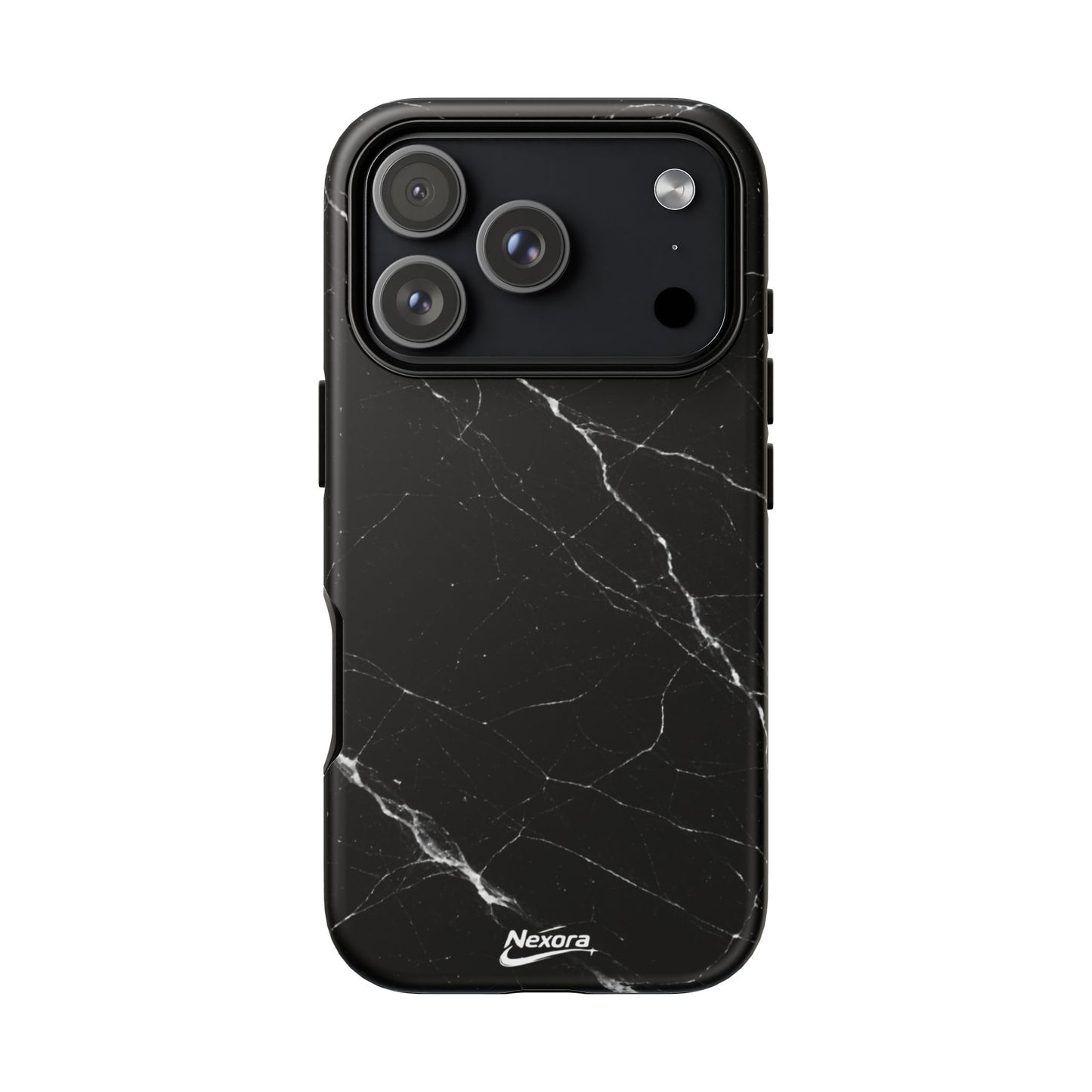 Nexora Black Marble Tough Phone Case — Slim Protective iPhone Cover