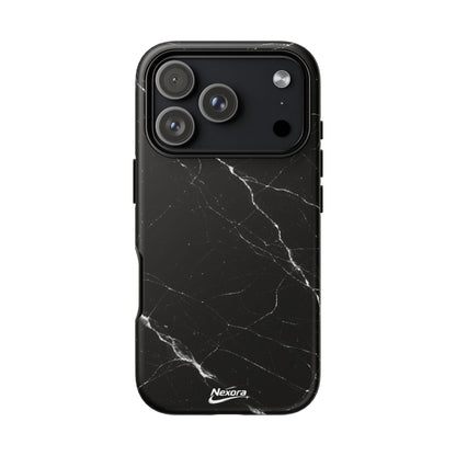 Nexora Black Marble Tough Phone Case — Slim Protective iPhone Cover