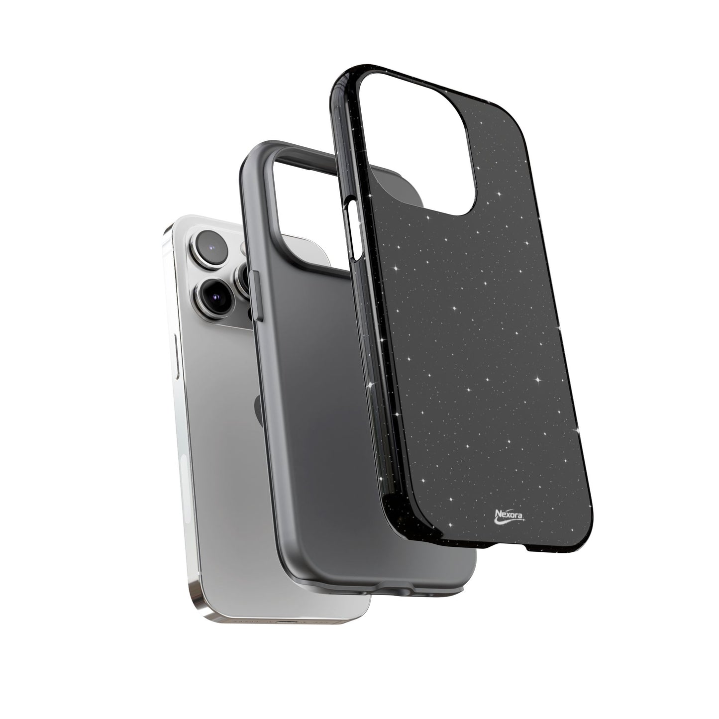 Nexora Galaxy Tough Phone Case — Black Stardust Protective Case