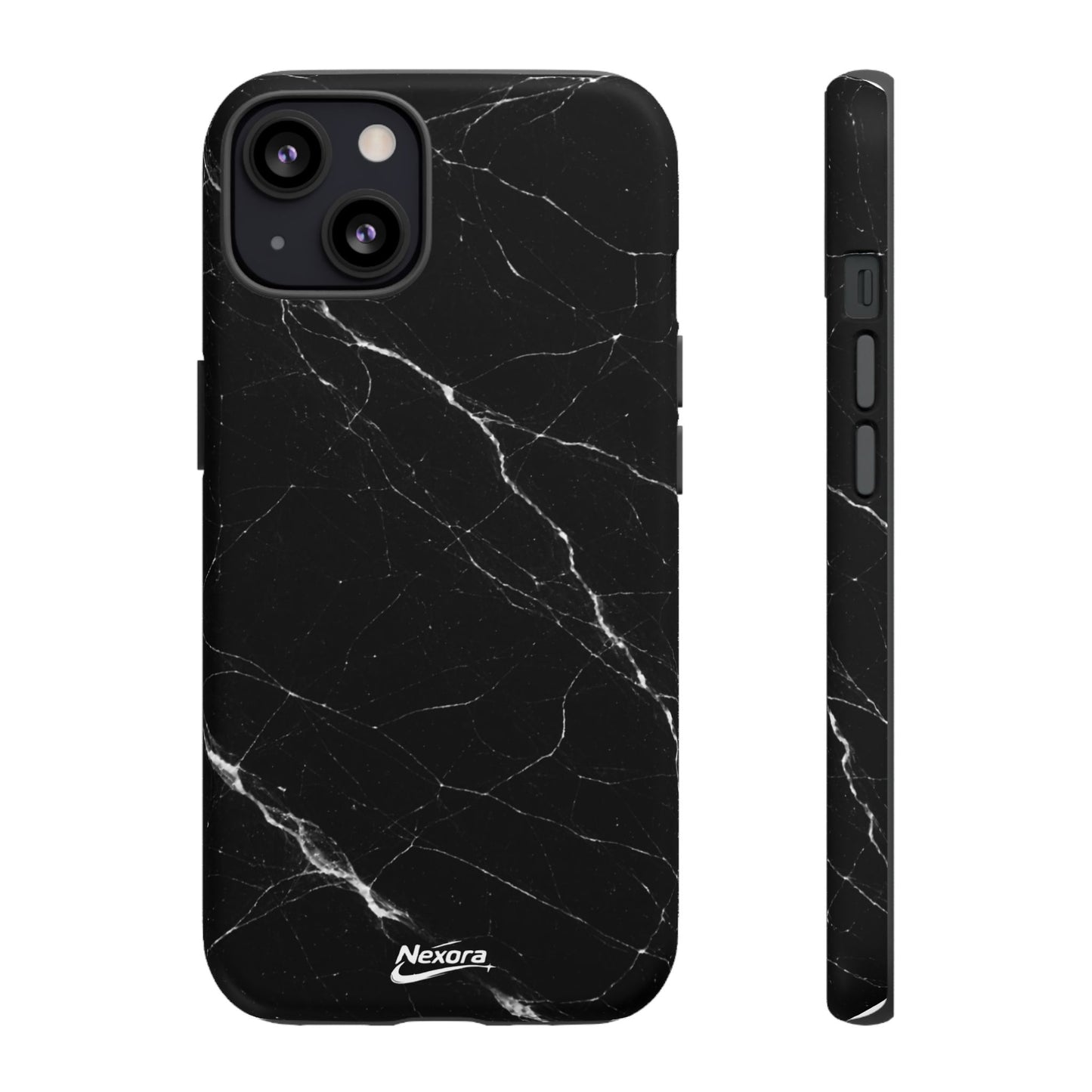 Nexora Black Marble Tough Phone Case — Slim Protective iPhone Cover