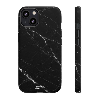 Nexora Black Marble Tough Phone Case — Slim Protective iPhone Cover