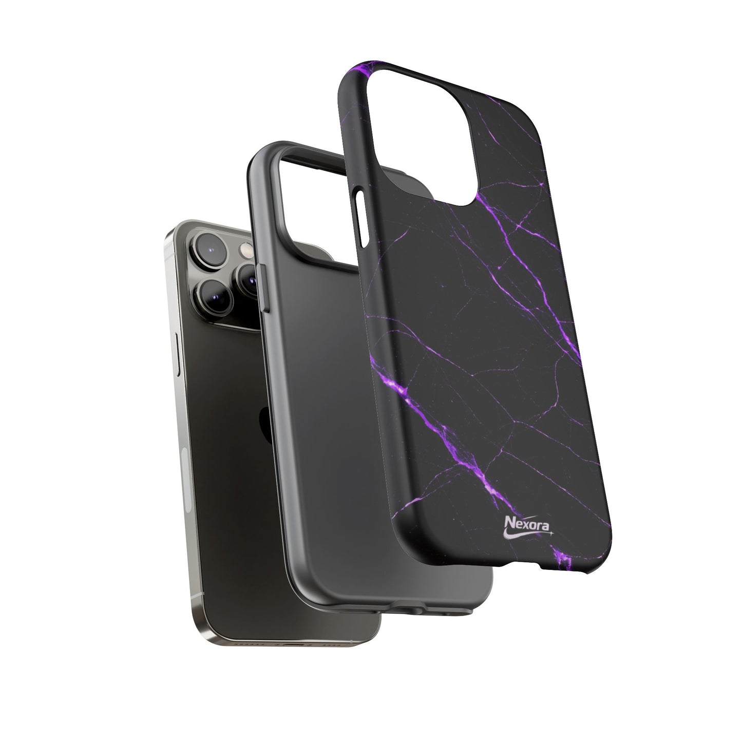Nexora Purple Lightning Marble Phone Case — Tough Protective Phone Case