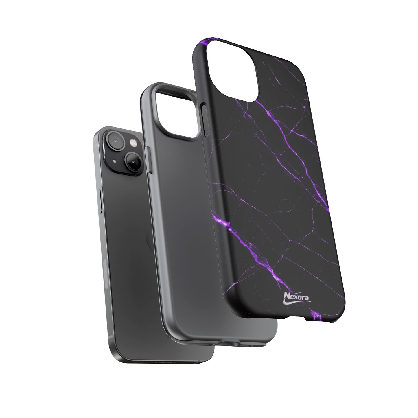 Nexora Purple Lightning Marble Phone Case — Tough Protective Phone Case