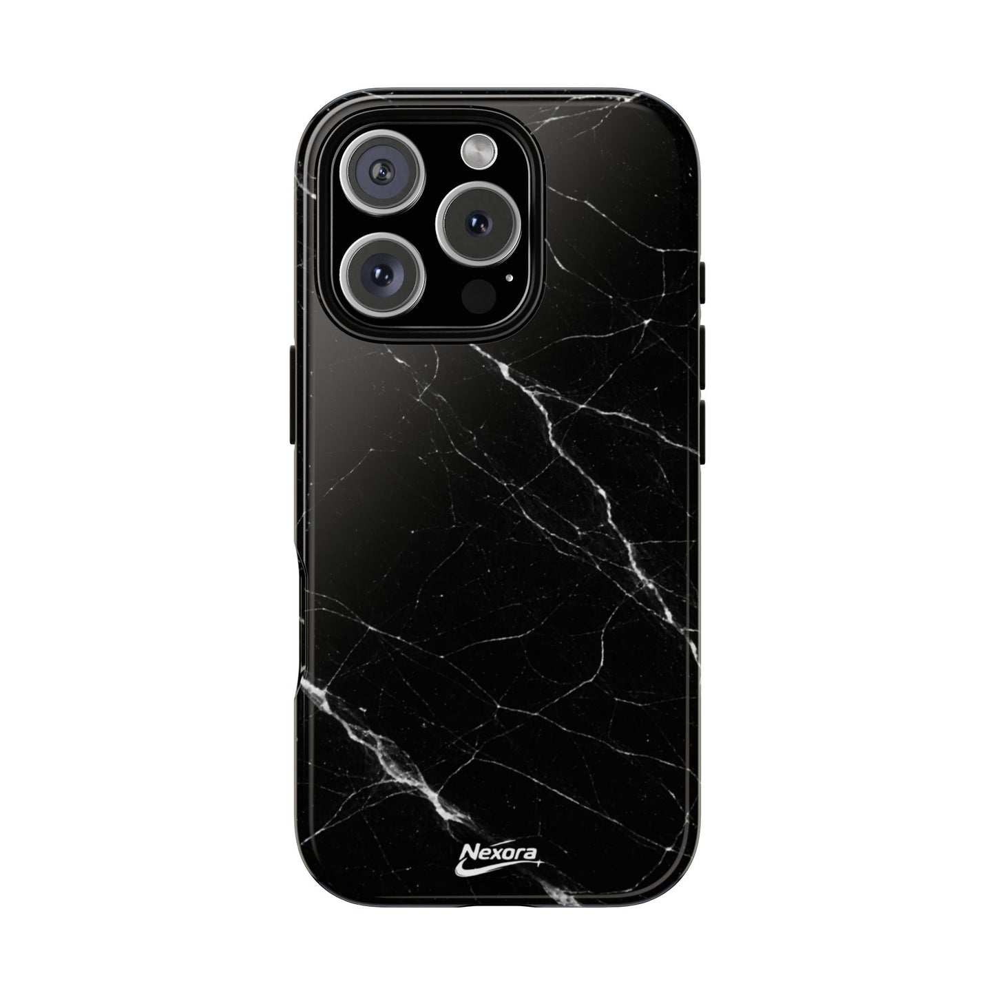 Nexora Black Marble Tough Phone Case — Slim Protective iPhone Cover