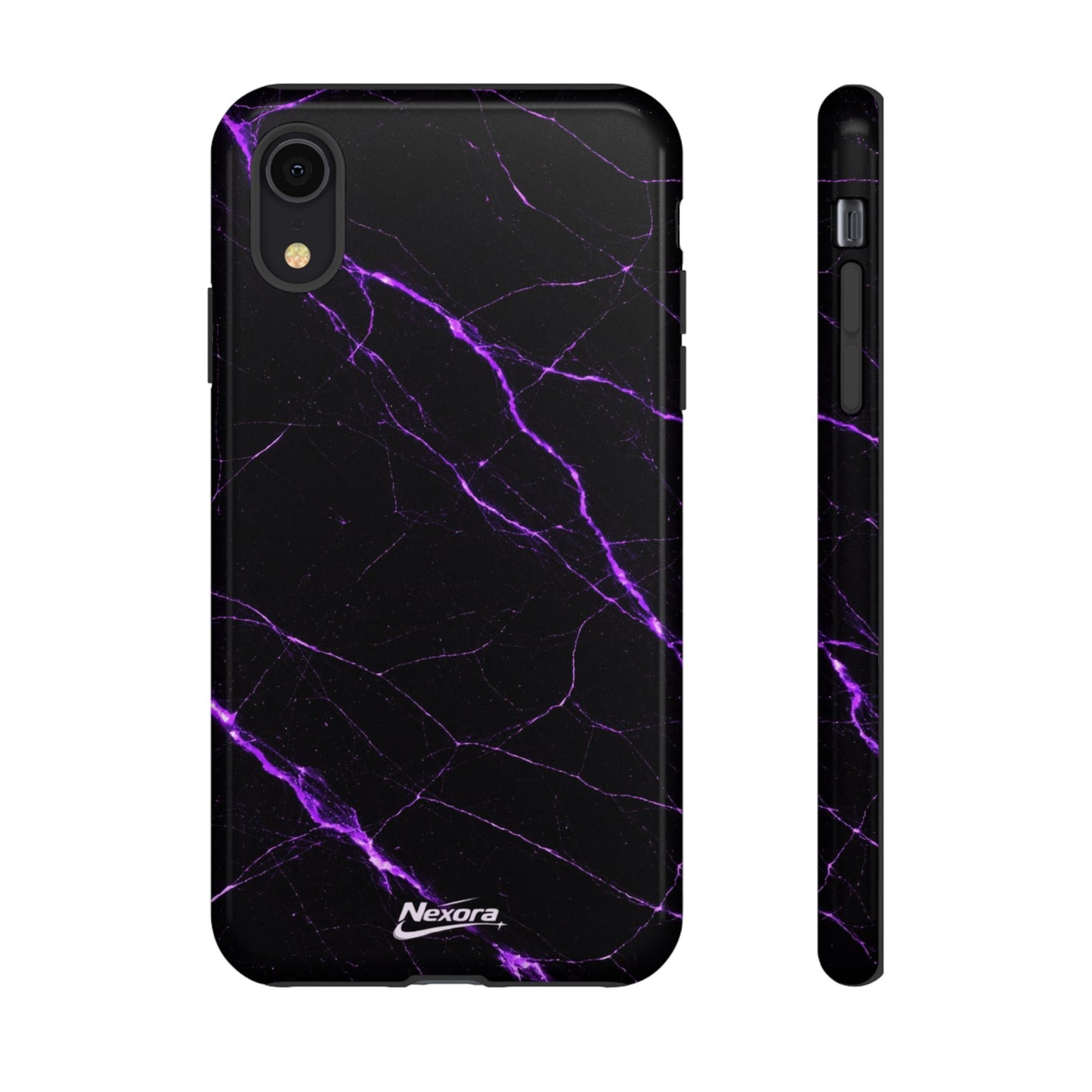 Nexora Purple Lightning Marble Phone Case — Tough Protective Phone Case