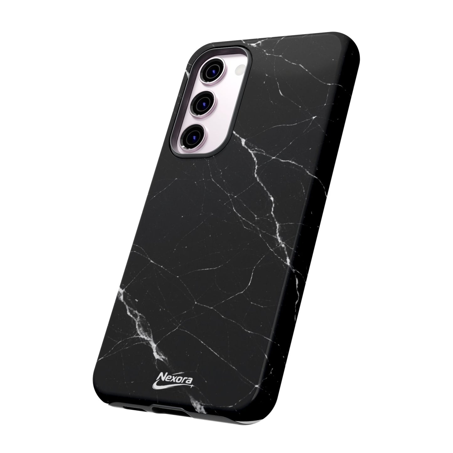 Nexora Black Marble Phone Case — Sleek Tough Protective Case with White Veining