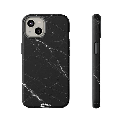 Nexora Black Marble Tough Phone Case — Slim Protective iPhone Cover