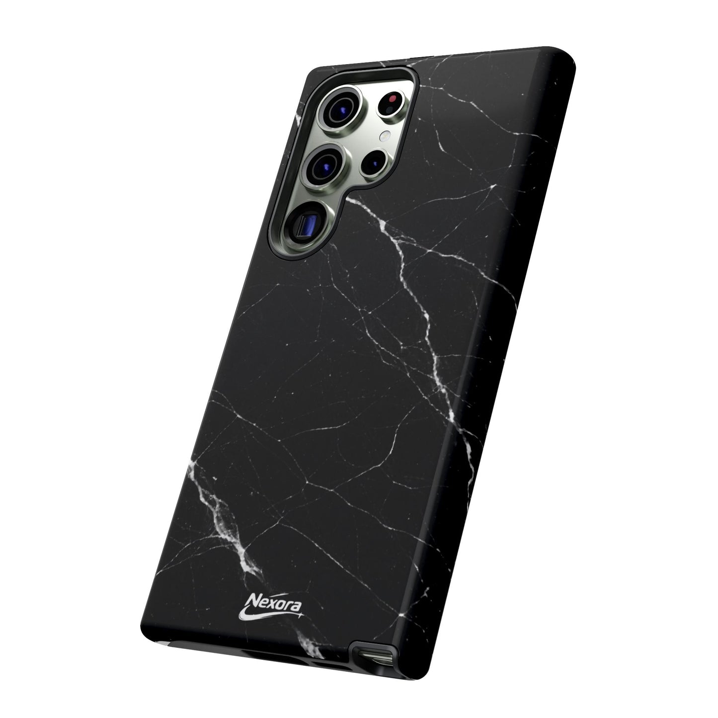 Nexora Black Marble Phone Case — Sleek Tough Protective Case with White Veining