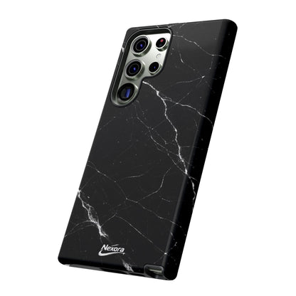 Nexora Black Marble Phone Case — Sleek Tough Protective Case with White Veining