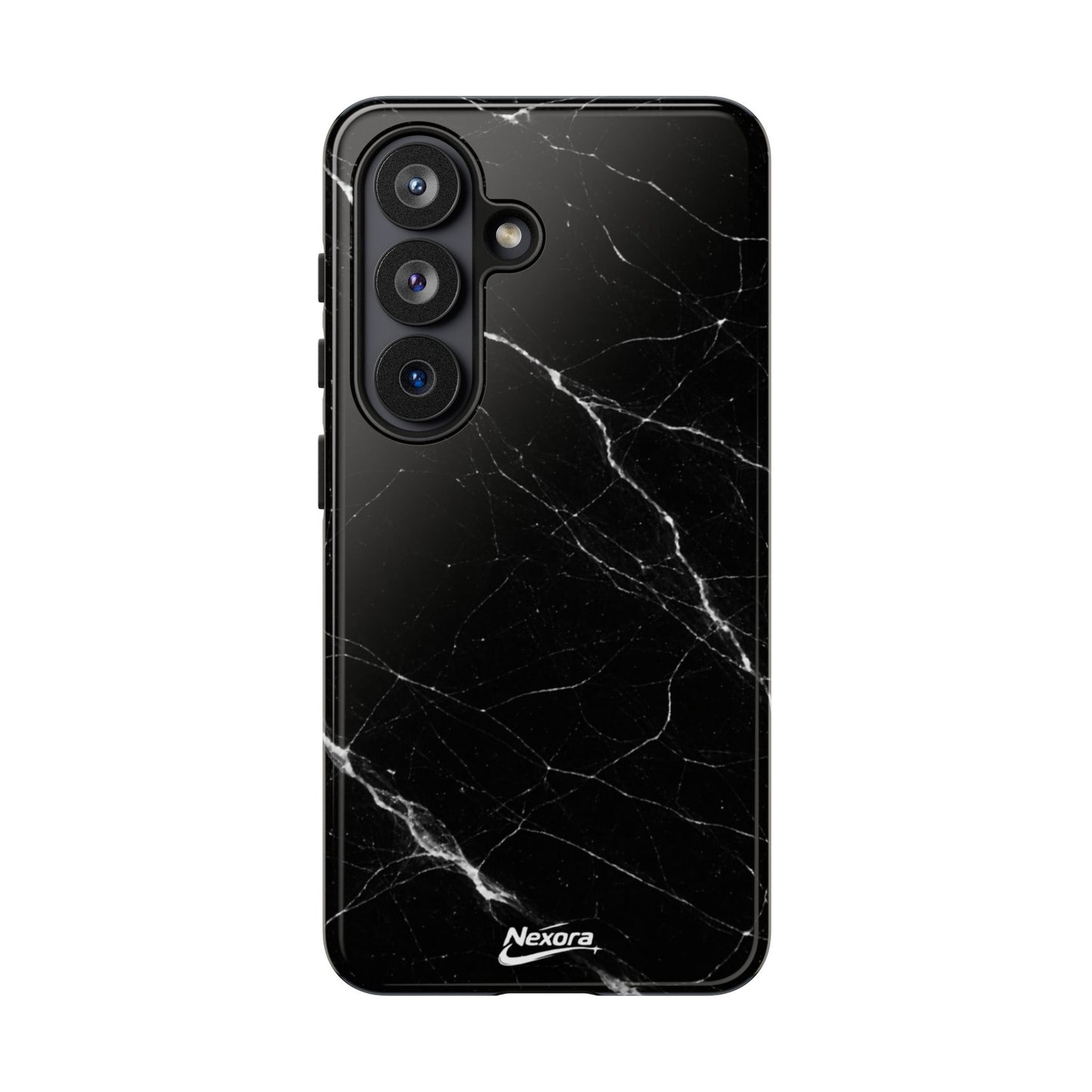 Nexora Black Marble Phone Case — Sleek Tough Protective Case with White Veining