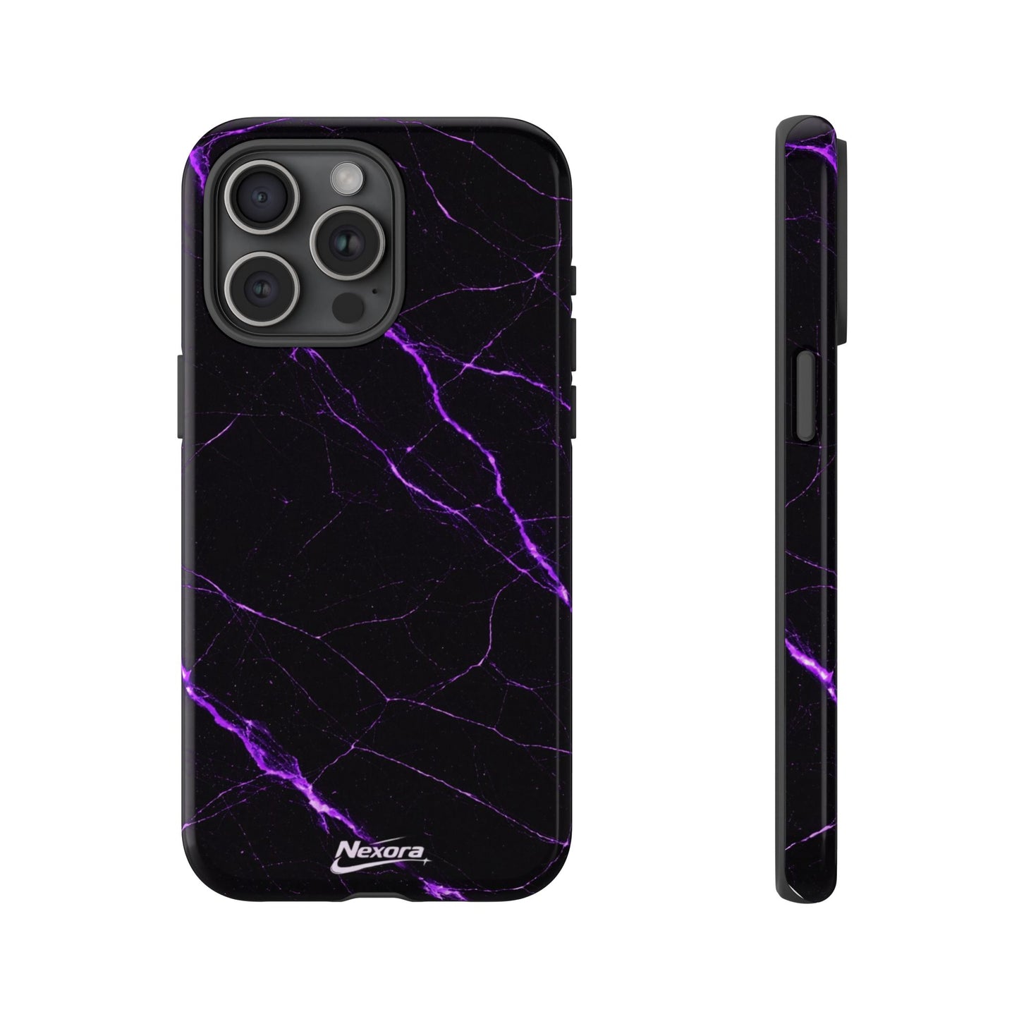 Nexora Purple Lightning Marble Phone Case — Tough Protective Phone Case