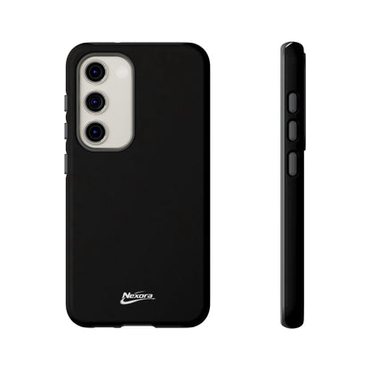 Nexora Black Tough Phone Case – Protective Slim Armor with Logo