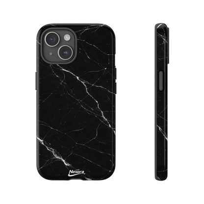 Nexora Black Marble Tough Phone Case — Slim Protective iPhone Cover