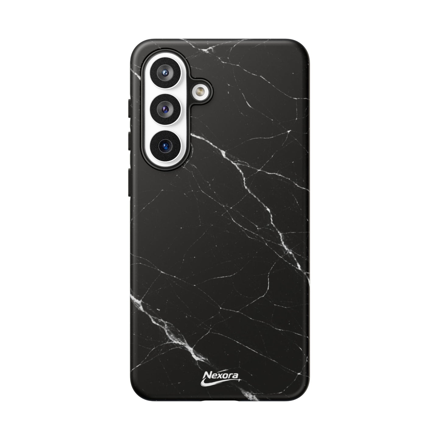 Nexora Black Marble Phone Case — Sleek Tough Protective Case with White Veining