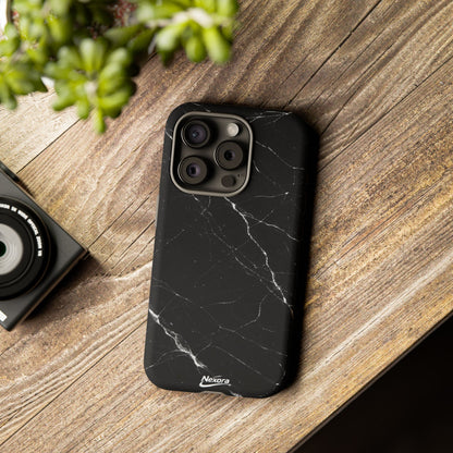 Nexora Black Marble Tough Phone Case — Slim Protective iPhone Cover