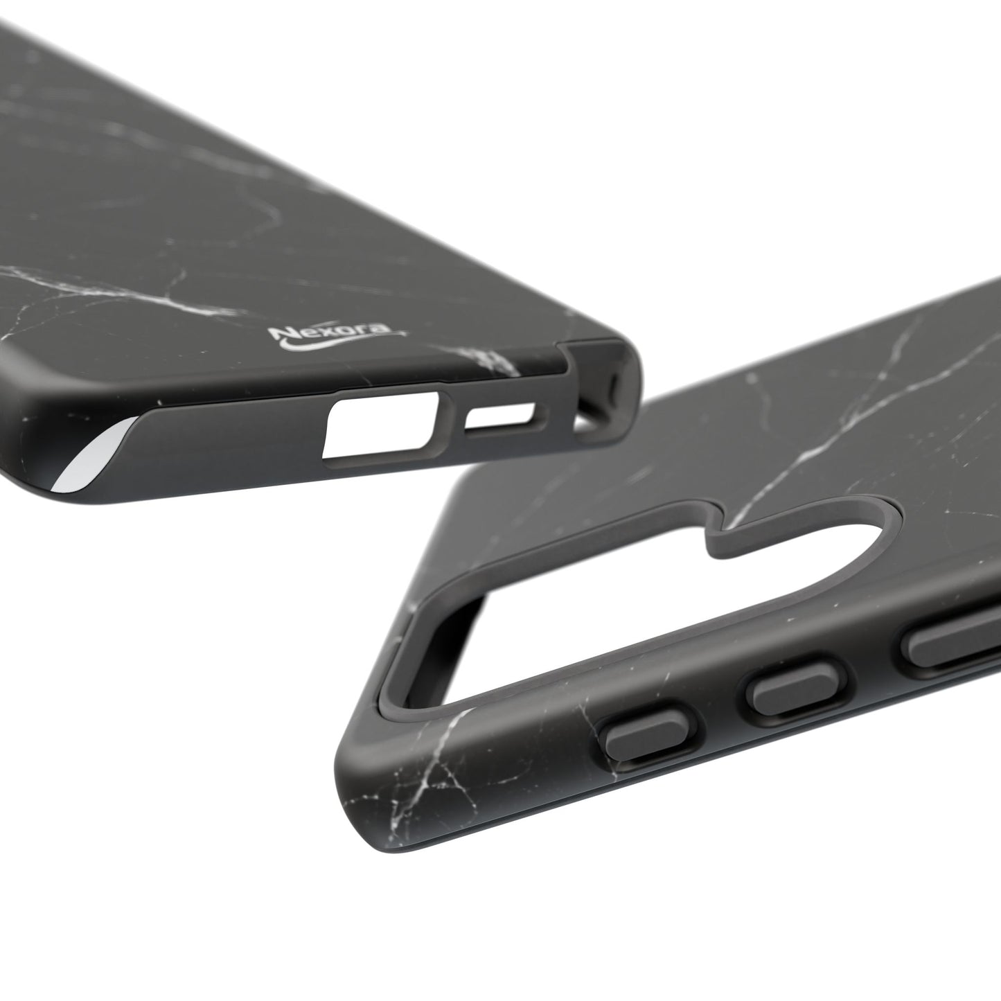 Nexora Black Marble Phone Case — Sleek Tough Protective Case with White Veining