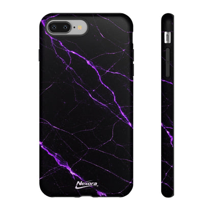 Nexora Purple Lightning Marble Phone Case — Tough Protective Phone Case