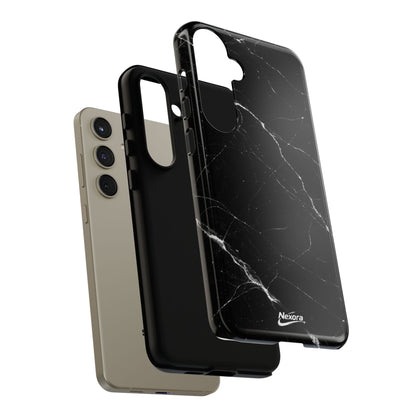 Nexora Black Marble Phone Case — Sleek Tough Protective Case with White Veining