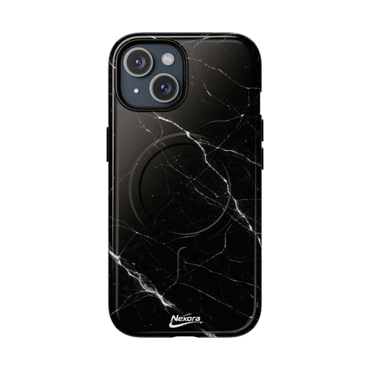Nexora Magnetic Tough Phone Case - Black Marble Protective Cover