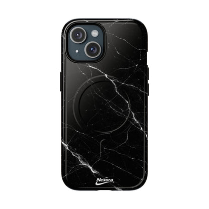 Nexora Magnetic Tough Phone Case - Black Marble Protective Cover