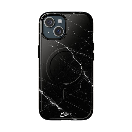 Nexora Magnetic Tough Phone Case - Black Marble Protective Cover