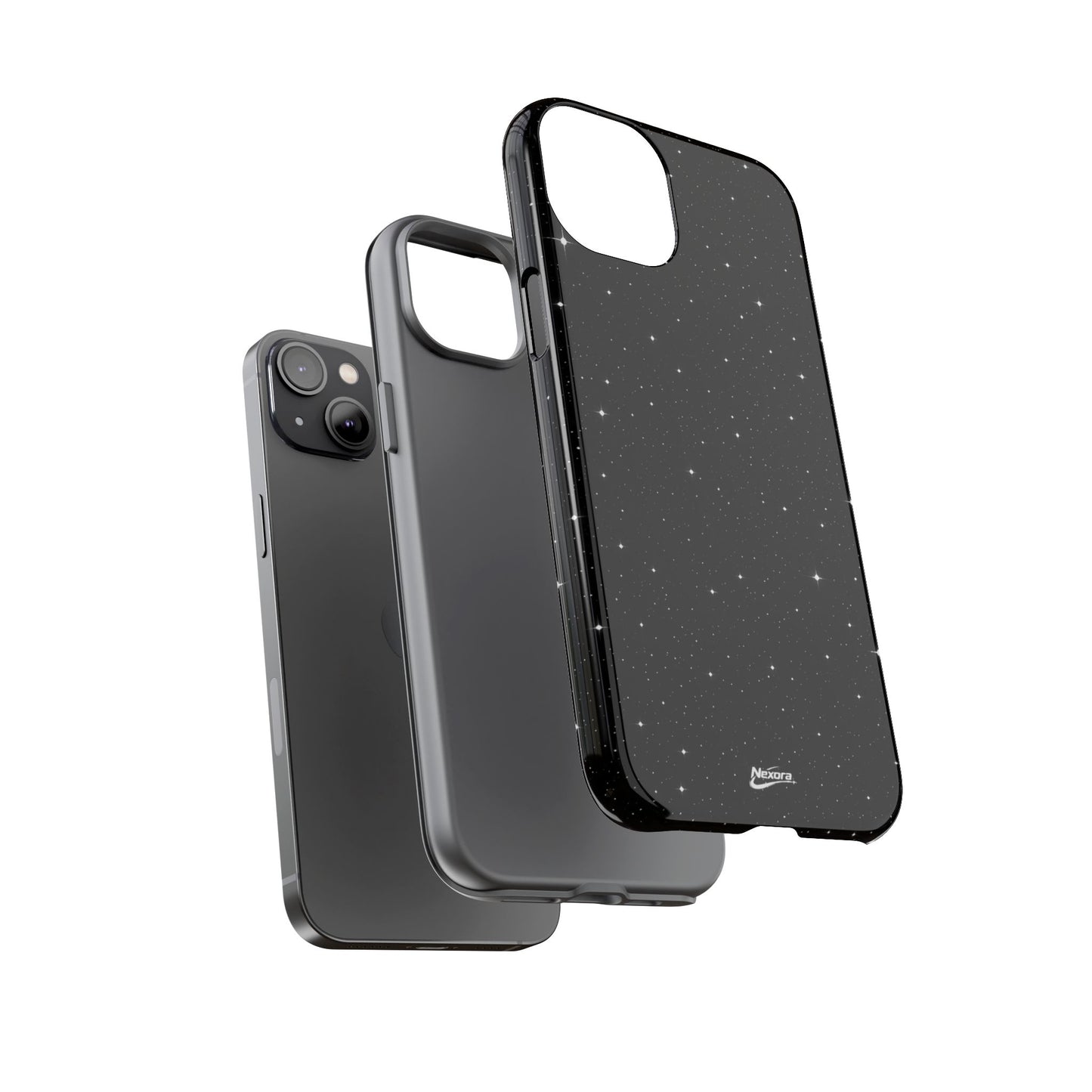 Nexora Galaxy Tough Phone Case — Black Stardust Protective Case