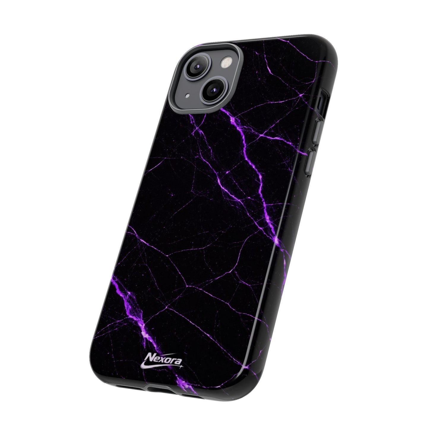 Nexora Purple Lightning Marble Phone Case — Tough Protective Phone Case