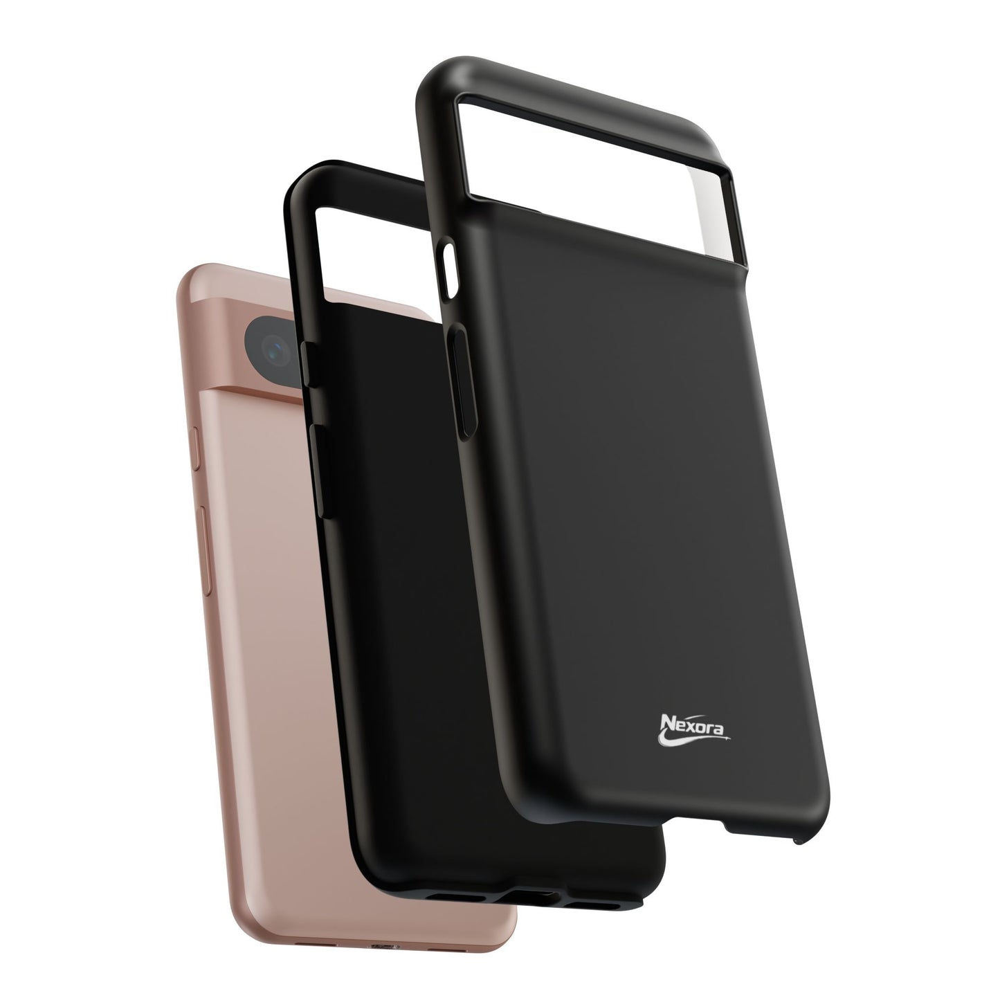 Nexora Black Tough Phone Case – Protective Slim Armor with Logo