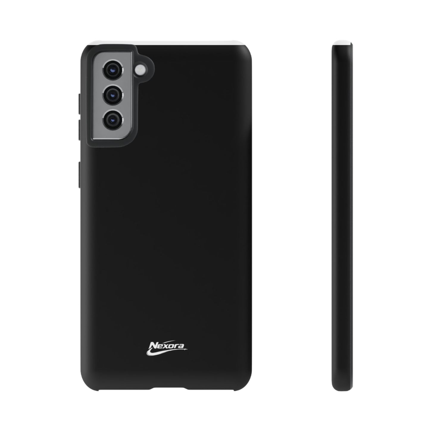Nexora Black Tough Phone Case – Protective Slim Armor with Logo