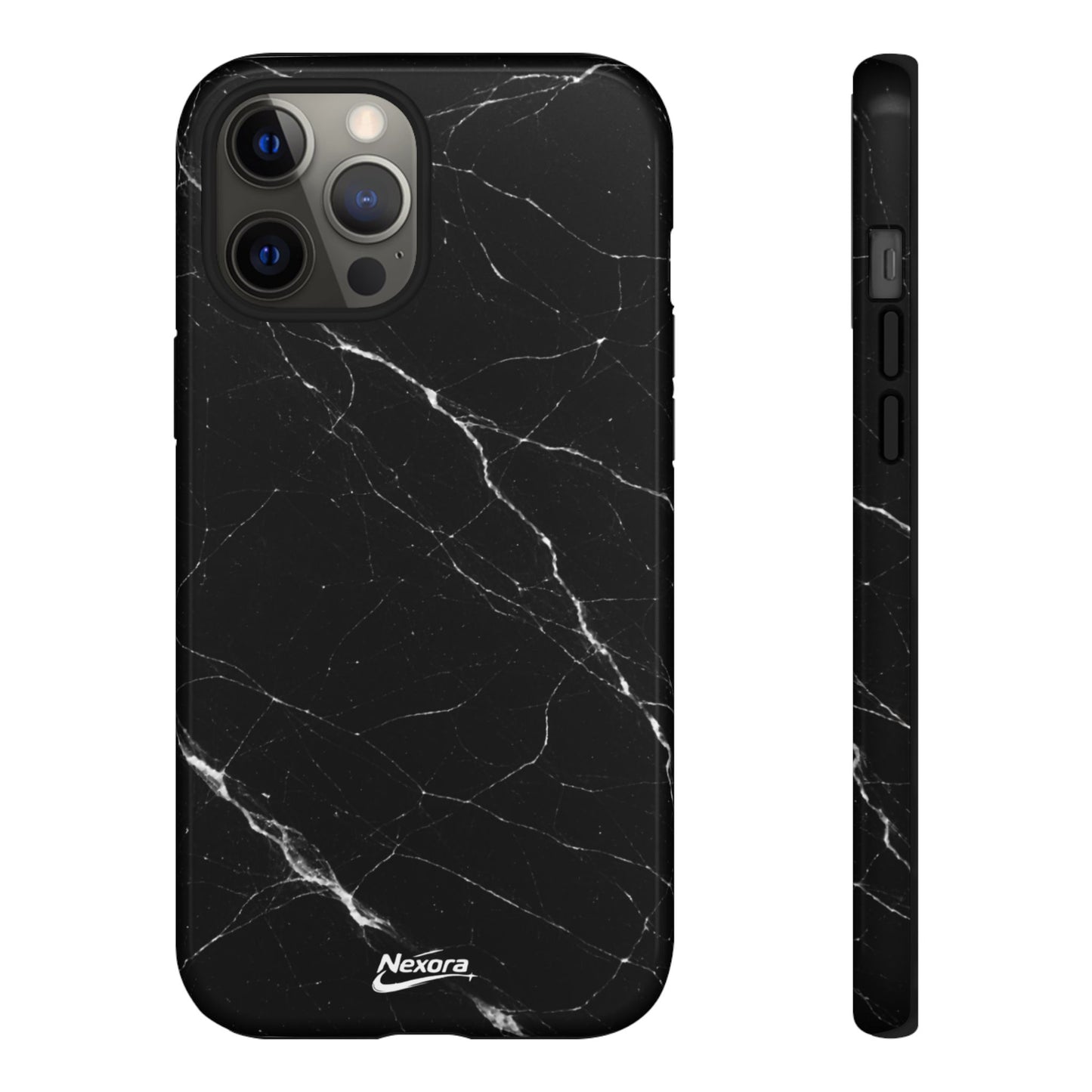 Nexora Black Marble Tough Phone Case — Slim Protective iPhone Cover