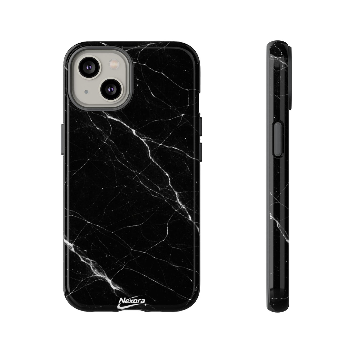 Nexora Black Marble Tough Phone Case — Slim Protective iPhone Cover