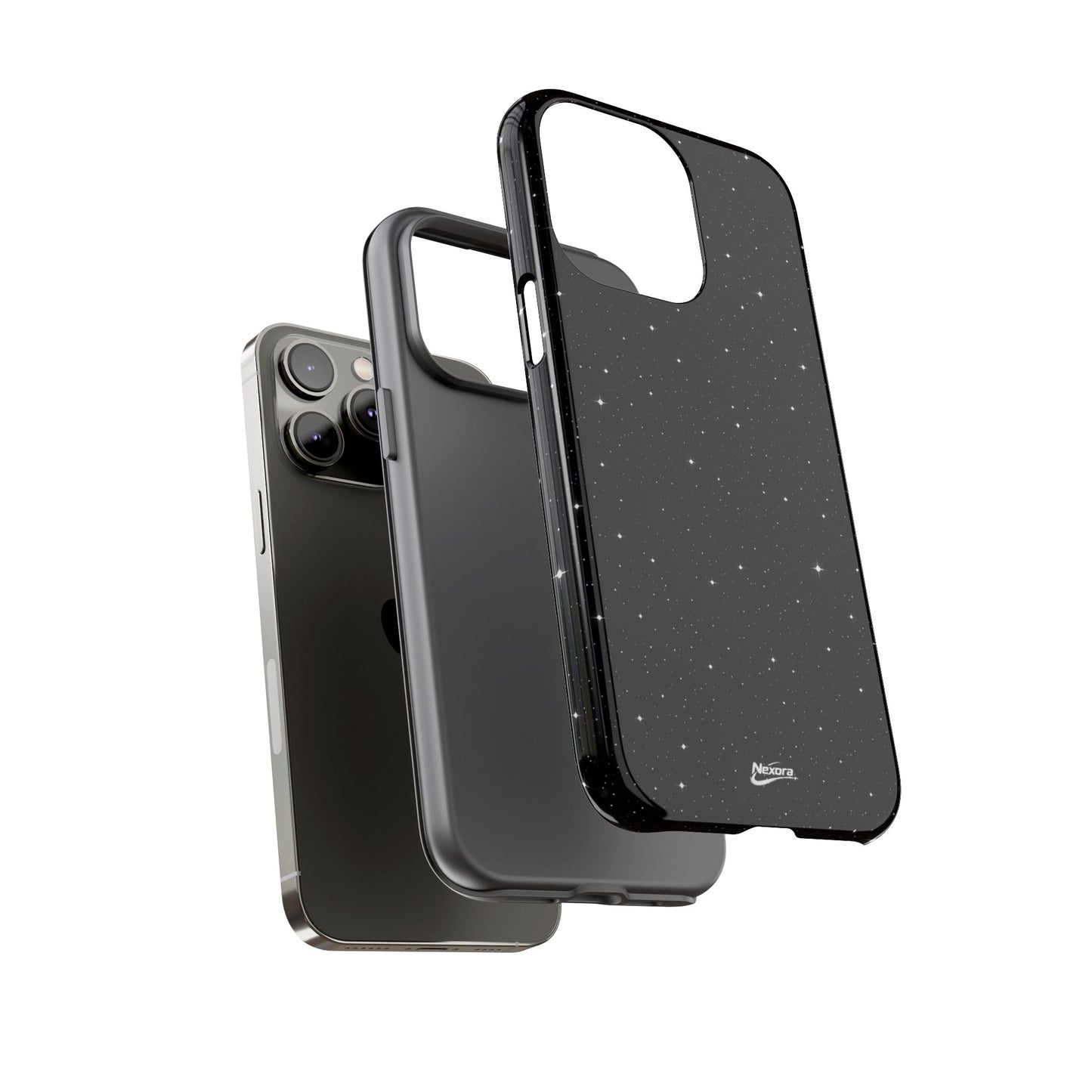 Nexora Galaxy Tough Phone Case — Black Stardust Protective Case