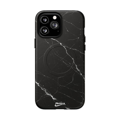 Nexora Magnetic Tough Phone Case - Black Marble Protective Cover