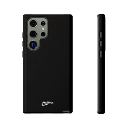 Nexora Black Tough Phone Case – Protective Slim Armor with Logo