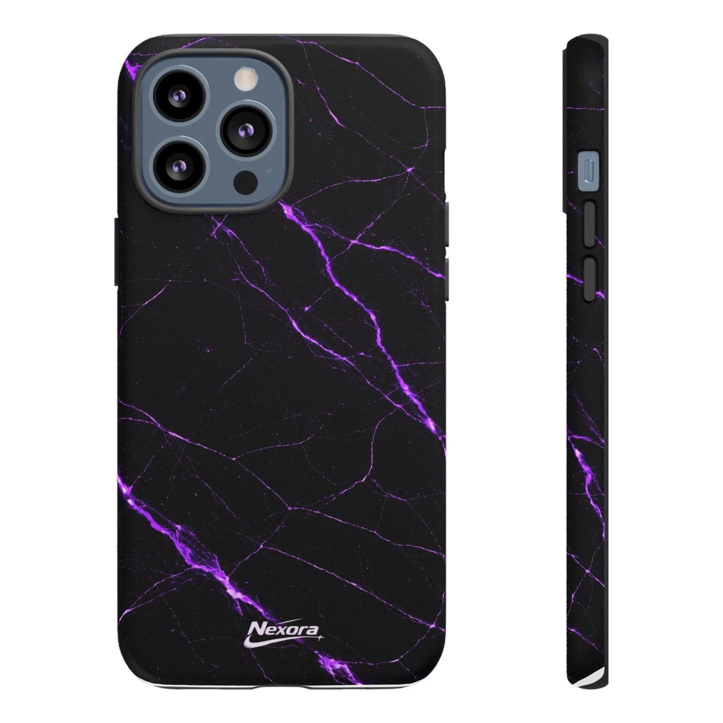 Nexora Purple Lightning Marble Phone Case — Tough Protective Phone Case
