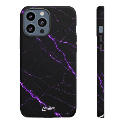 Nexora Purple Lightning Marble Phone Case — Tough Protective Phone Case