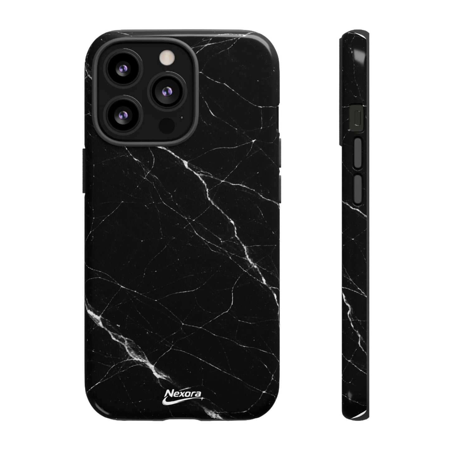 Nexora Black Marble Tough Phone Case — Slim Protective iPhone Cover