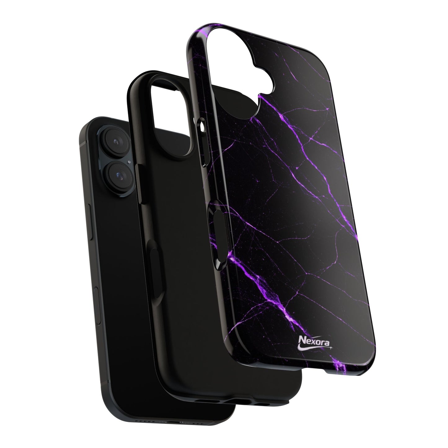 Nexora Purple Lightning Marble Phone Case — Tough Protective Phone Case