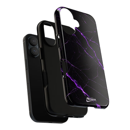 Nexora Purple Lightning Marble Phone Case — Tough Protective Phone Case