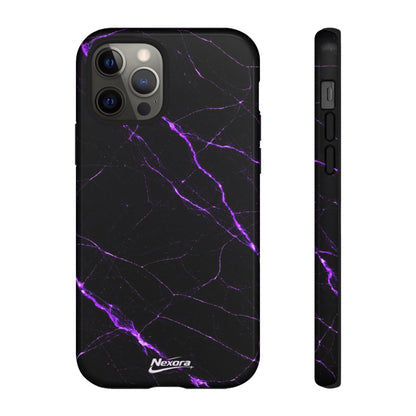 Nexora Purple Lightning Marble Phone Case — Tough Protective Phone Case