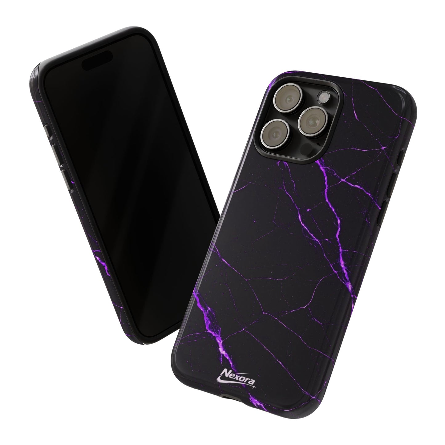 Nexora Purple Lightning Marble Phone Case — Tough Protective Phone Case