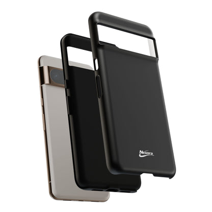 Nexora Black Tough Phone Case – Protective Slim Armor with Logo