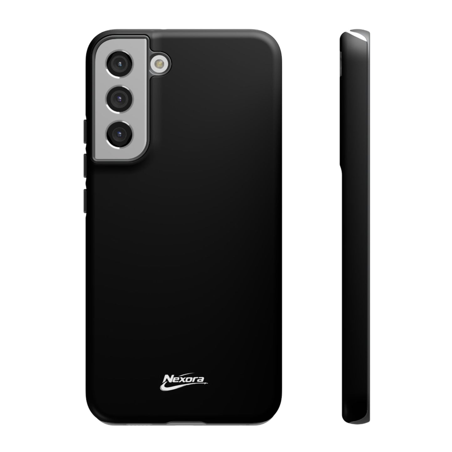 Nexora Black Tough Phone Case – Protective Slim Armor with Logo